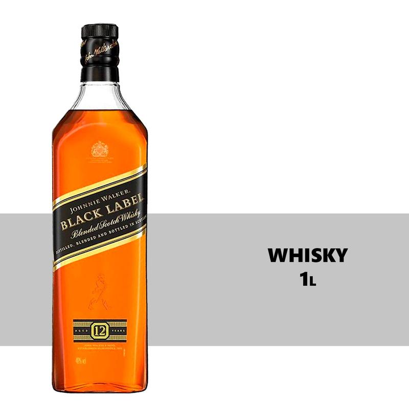 Whisky Escocês Johnnie Walker Black Label 1l 12 Unidades - Whisky
